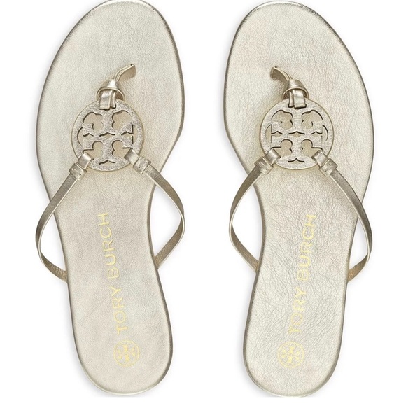 Tory Burch Miller Knotted Thong Sandal - Gold Spark - Women’s 6M - Picture 1 of 8